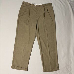 J. Ferrar Mens Dress Pants 42x32‎ Pleated Khaki Tan Polyester Slacks